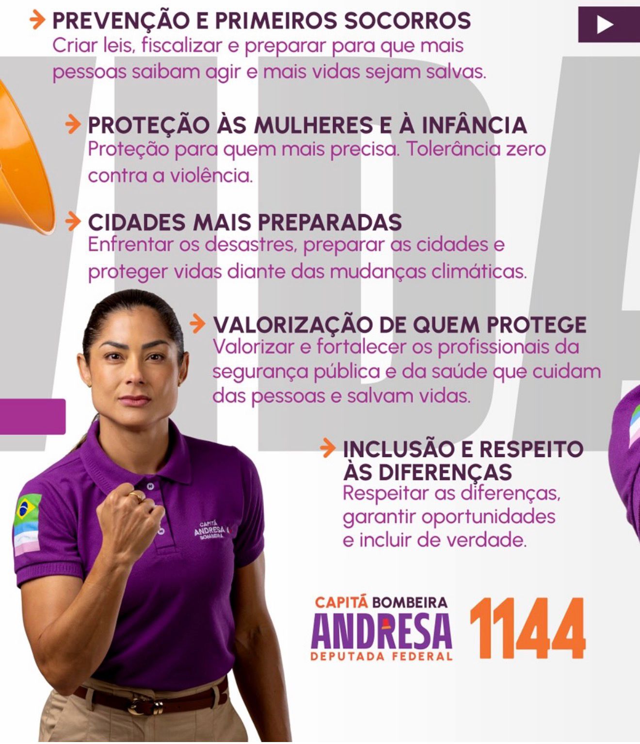 Foto 6 de 9 do carrossel Conheça a Capitã: As pautas da campanha